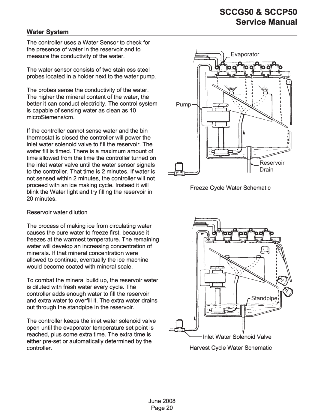 Scotsman Ice SCCG50, SCCP50 service manual Water System 