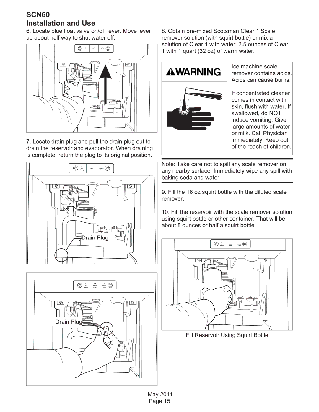 Scotsman Ice SCN60 dimensions Drain Plug 