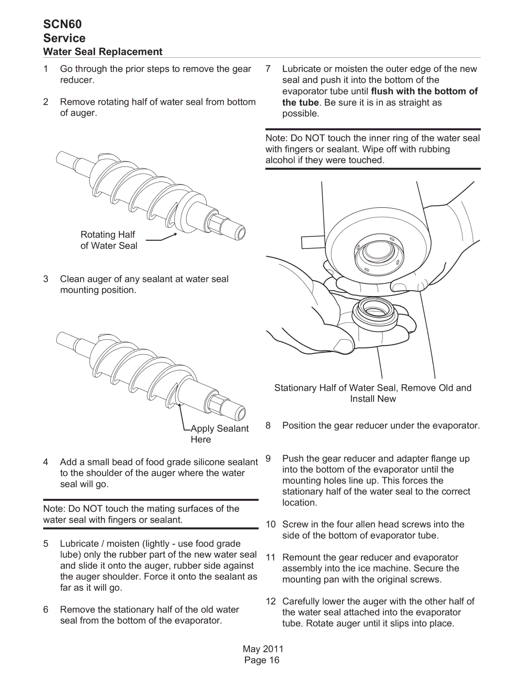 Scotsman Ice SCN60 dimensions Water Seal Replacement 