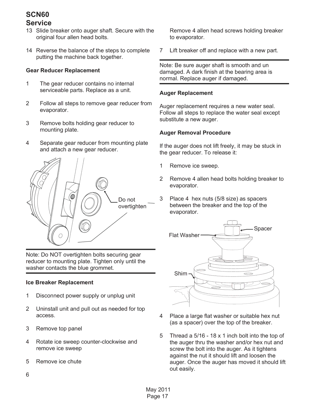 Scotsman Ice SCN60 dimensions Gear Reducer Replacement, Ice Breaker Replacement 