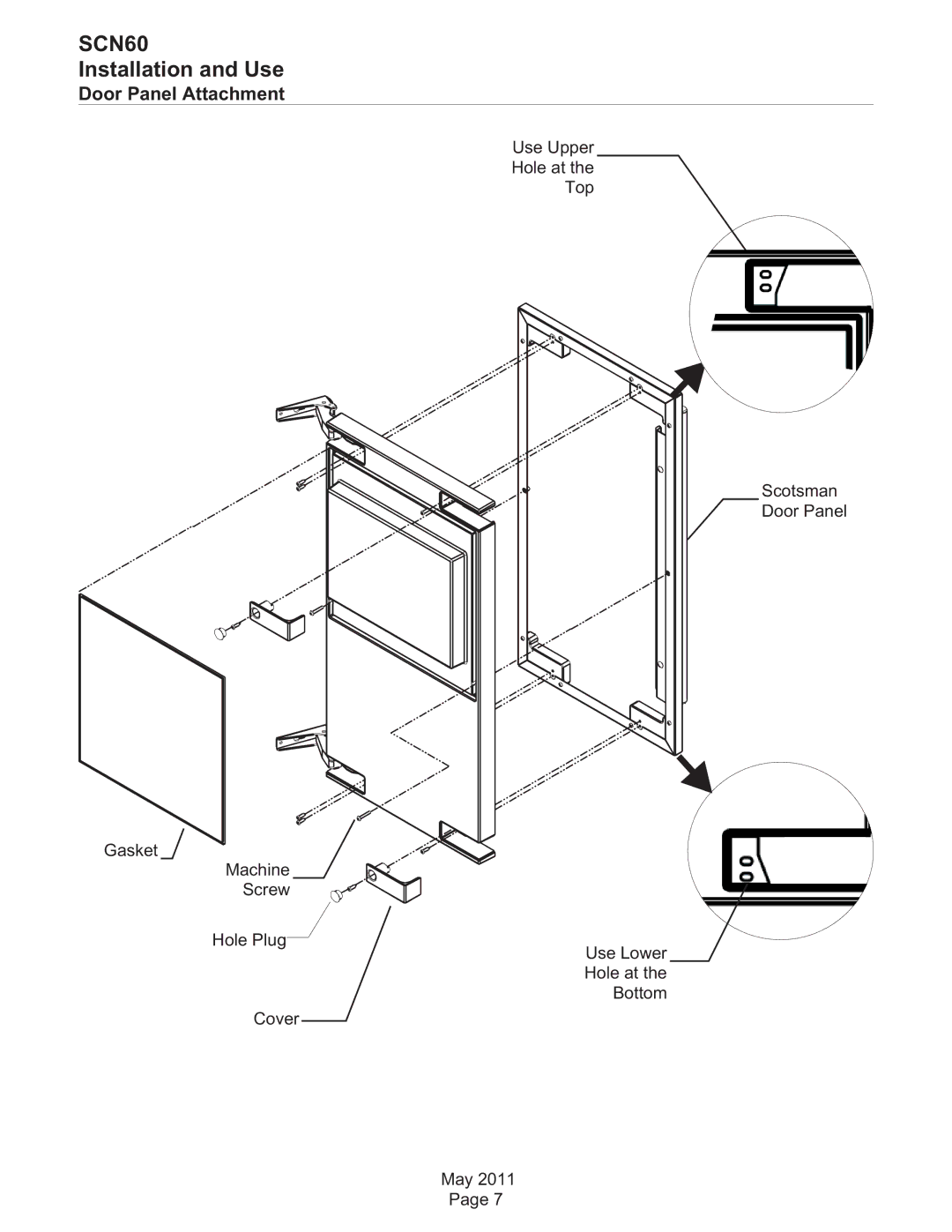 Scotsman Ice SCN60 dimensions Door Panel Attachment 