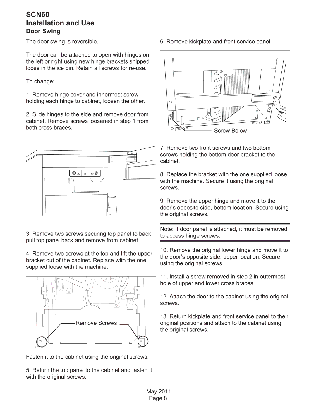 Scotsman Ice SCN60 dimensions Door Swing 