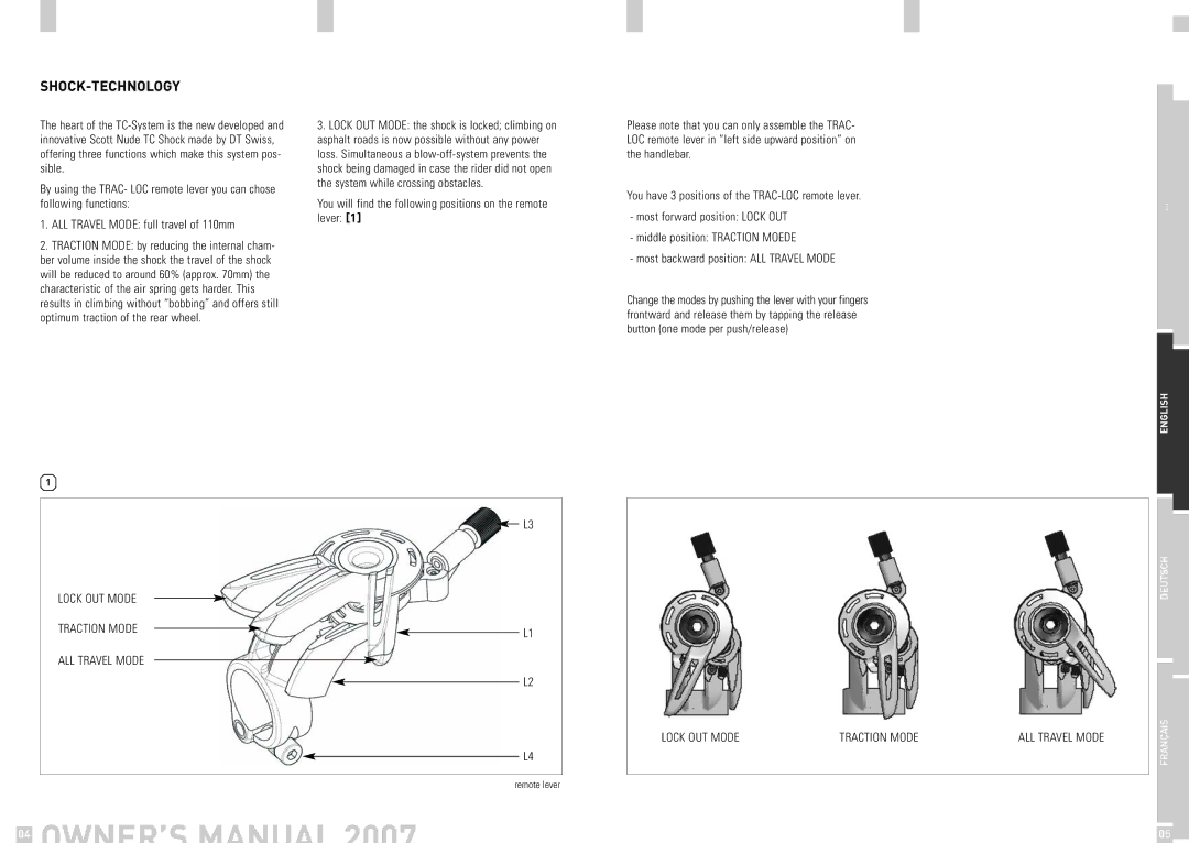 Scott 2007 owner manual Shock-Technology 