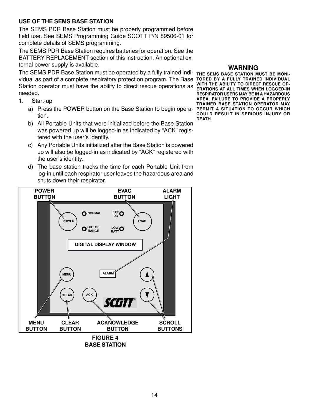 Scott 2.2, 4.5, 3 manual USE of the Sems Base Station 