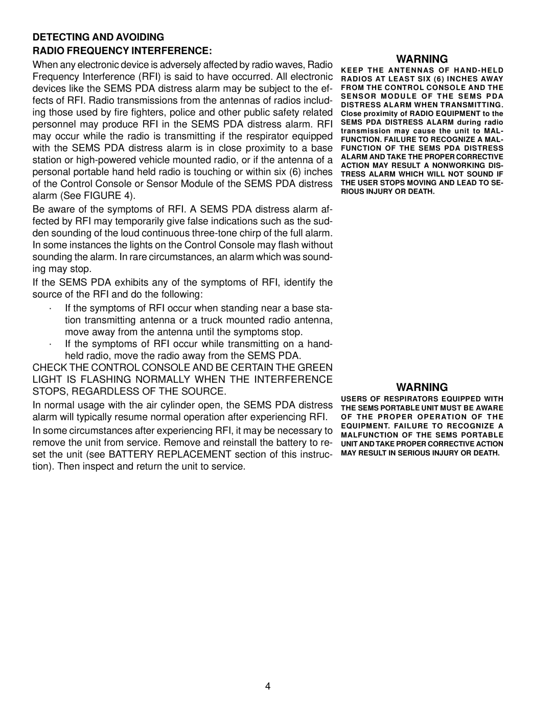 Scott 3, 4.5, 2.2 manual Detecting and Avoiding Radio Frequency Interference 