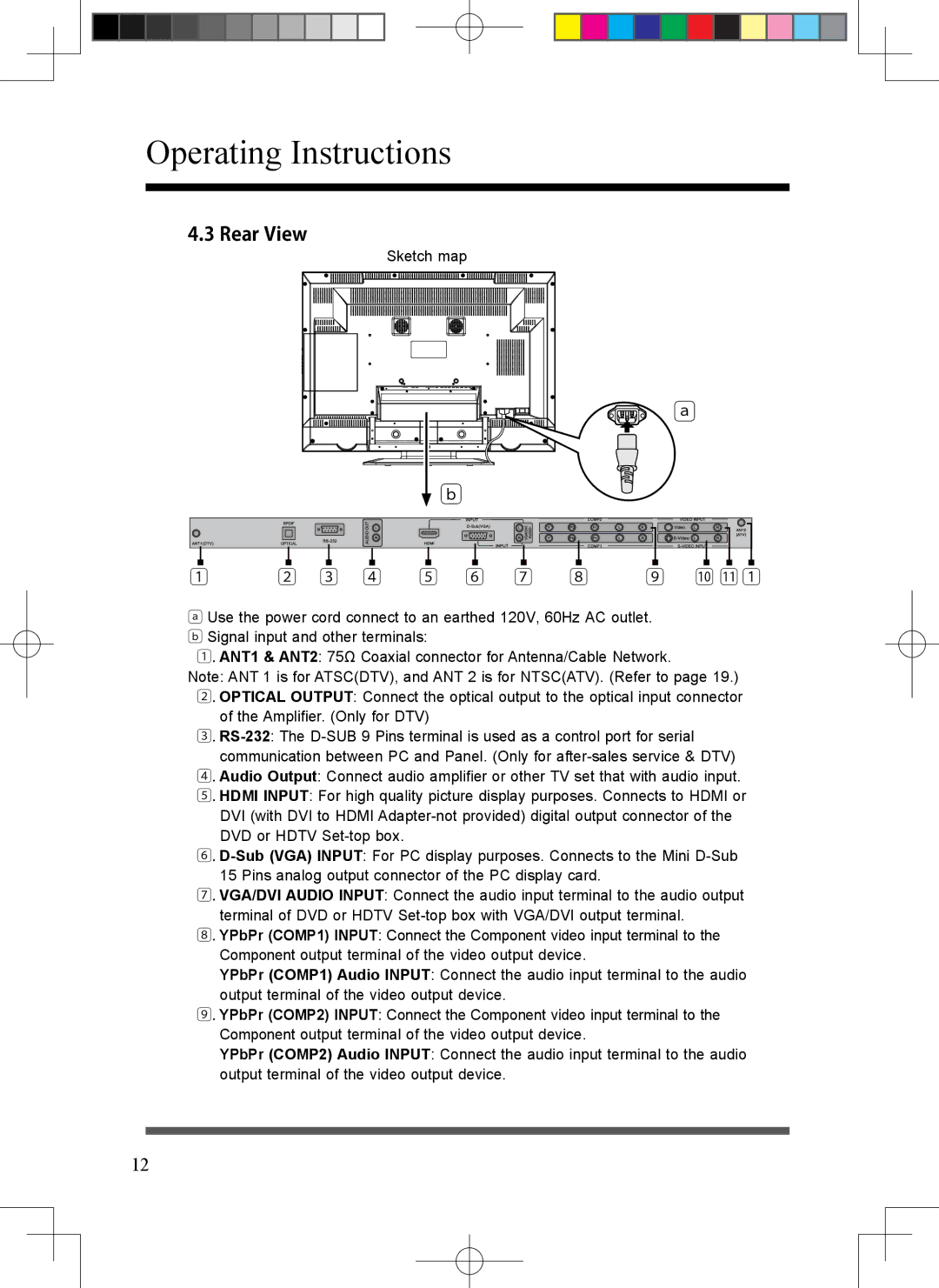 Scott LCT37SHA manual Rear View, 4 5 6 7   