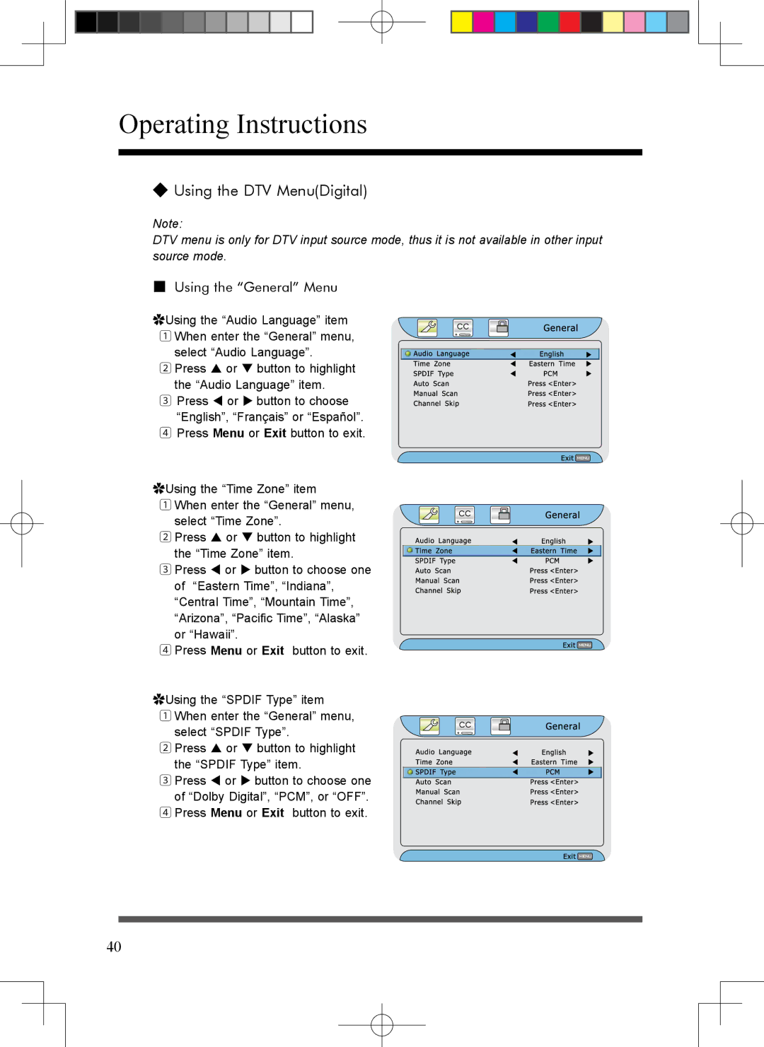 Scott LCT37SHA manual Using the DTV MenuDigital, Using the General Menu 