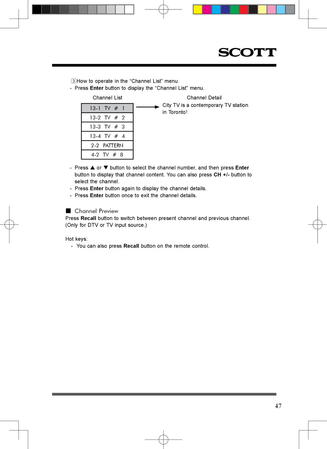 Scott LCT37SHA manual Pattern 