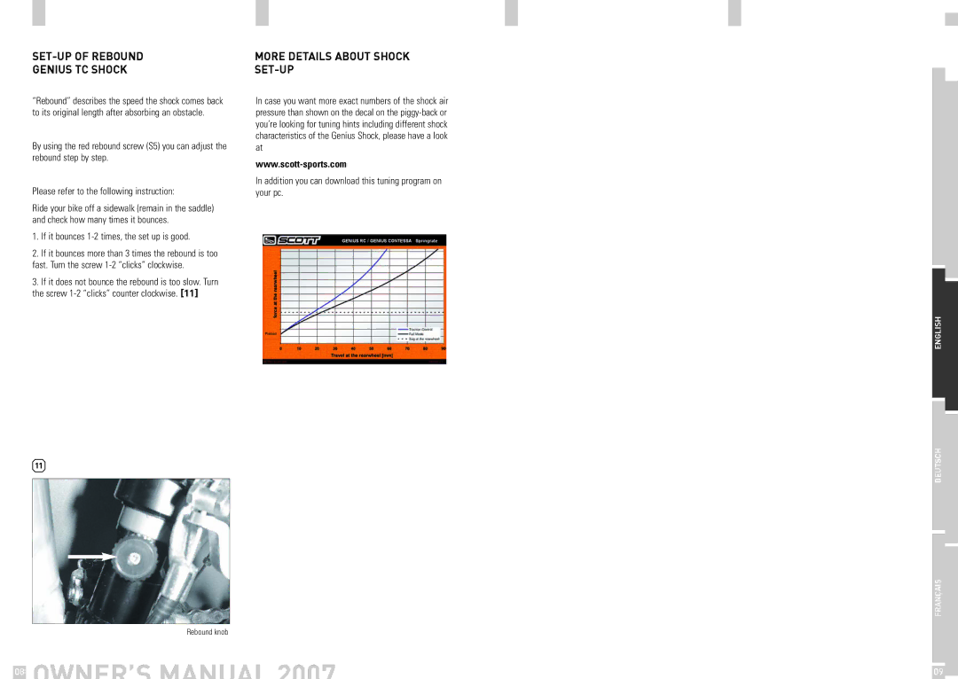 Scott LC-R owner manual SET-UP of Rebound, Genius TC Shock SET-UP, If it bounces 1-2 times, the set up is good 