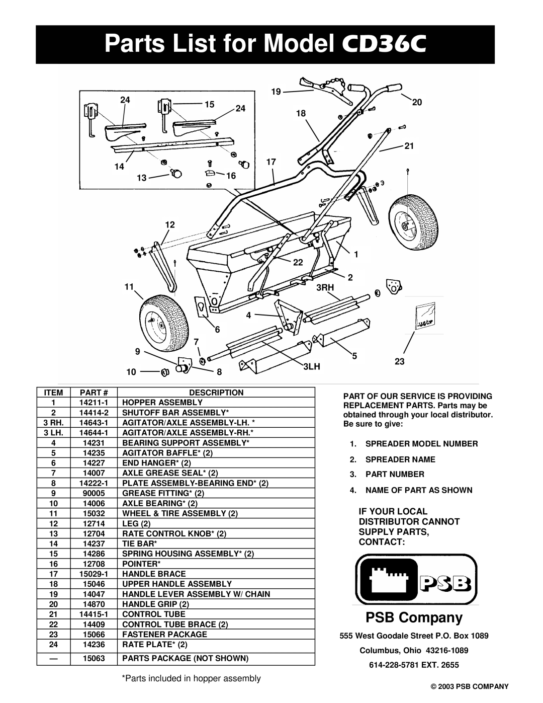 Scotts CD36C owner manual 3RH 3LH, If Your Local Distributor Cannot Supply Parts Contact 