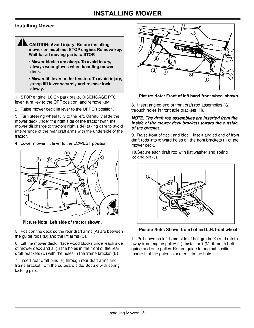 Scotts S1642, S1742, S2046 manual Installing Mower 