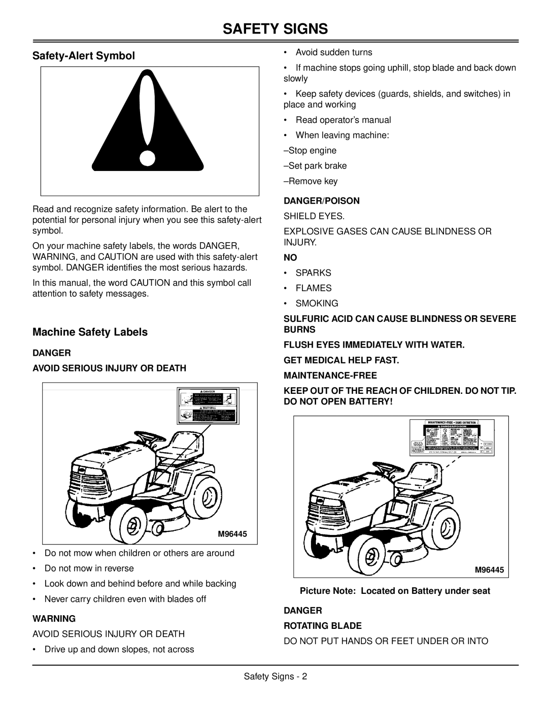 Scotts S1642, S1742, S2046 manual Safety Signs, Safety-Alert Symbol, Machine Safety Labels 