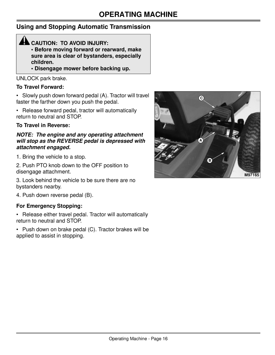 Scotts S2048, S2554 manual Using and Stopping Automatic Transmission, To Travel Forward, To Travel in Reverse 