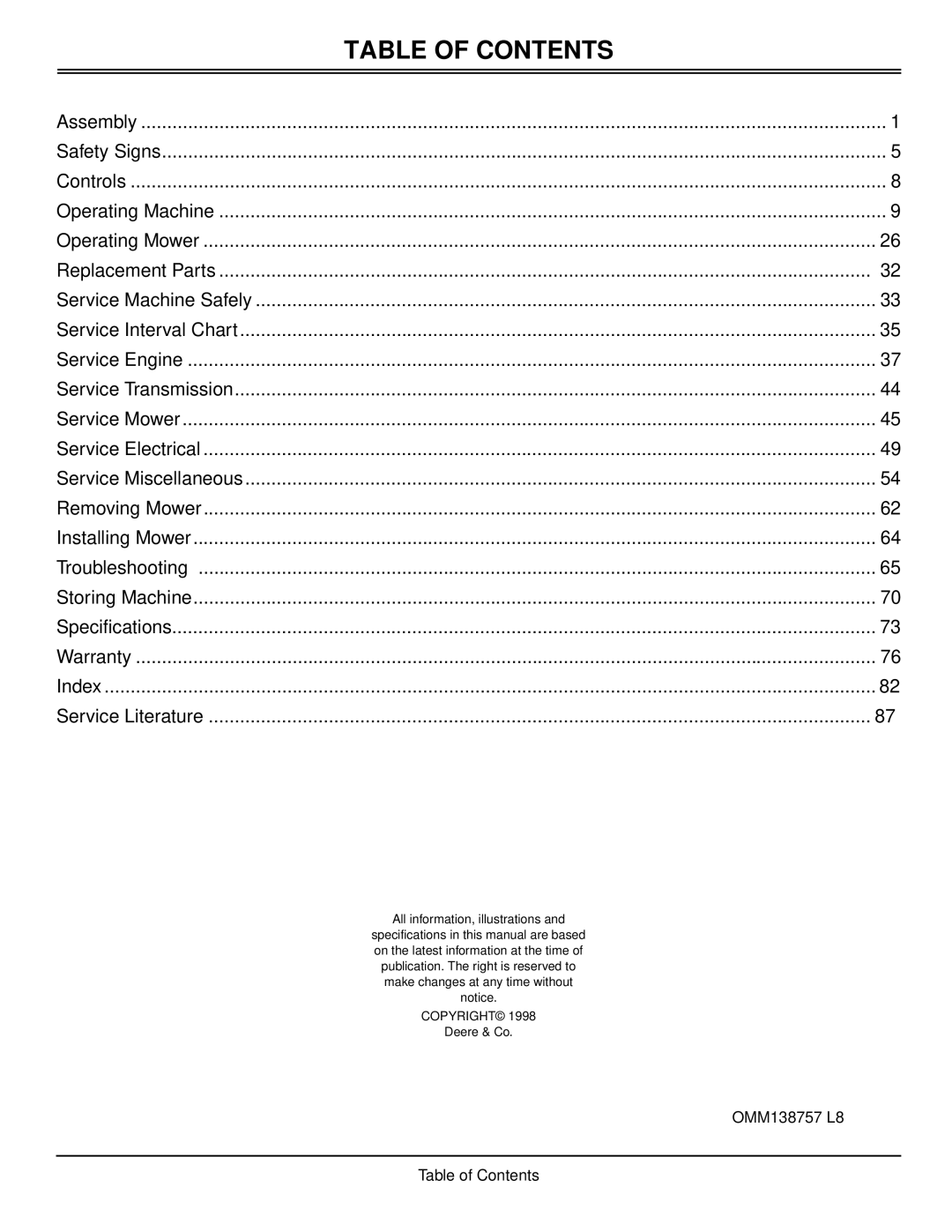 Scotts S2048, S2554 manual Table of Contents 