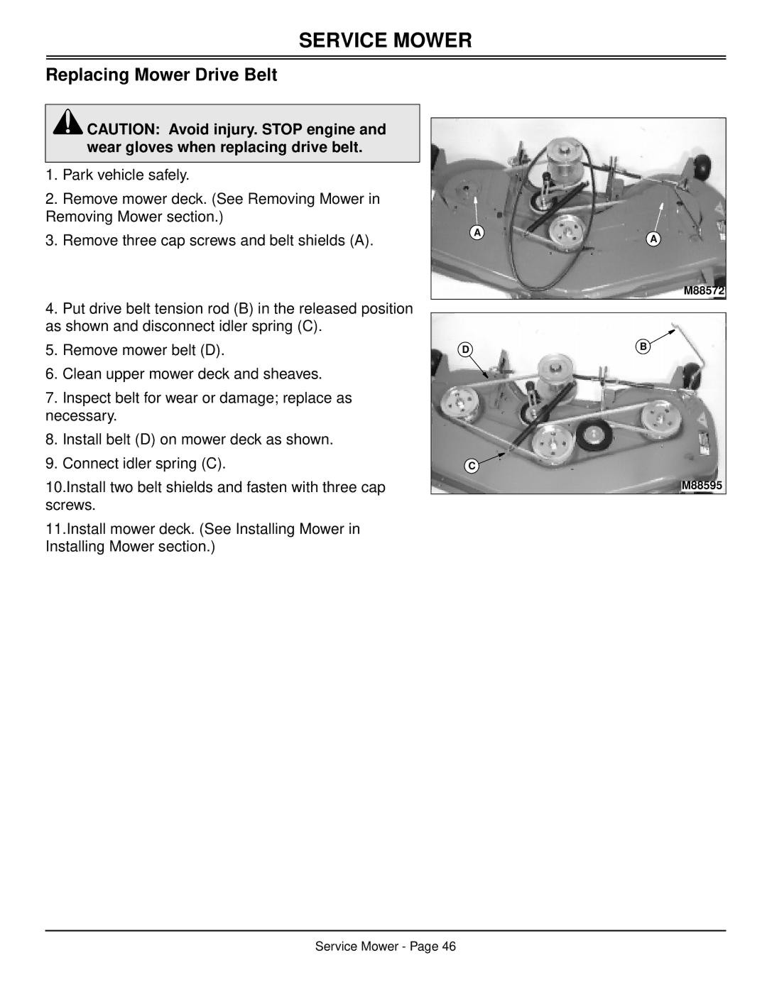 Scotts S2048, S2554 manual Replacing Mower Drive Belt 