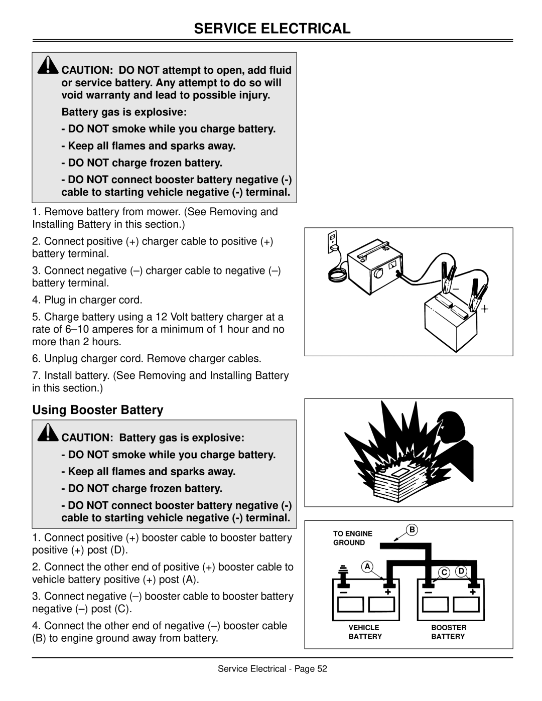 Scotts S2048, S2554 manual Using Booster Battery 