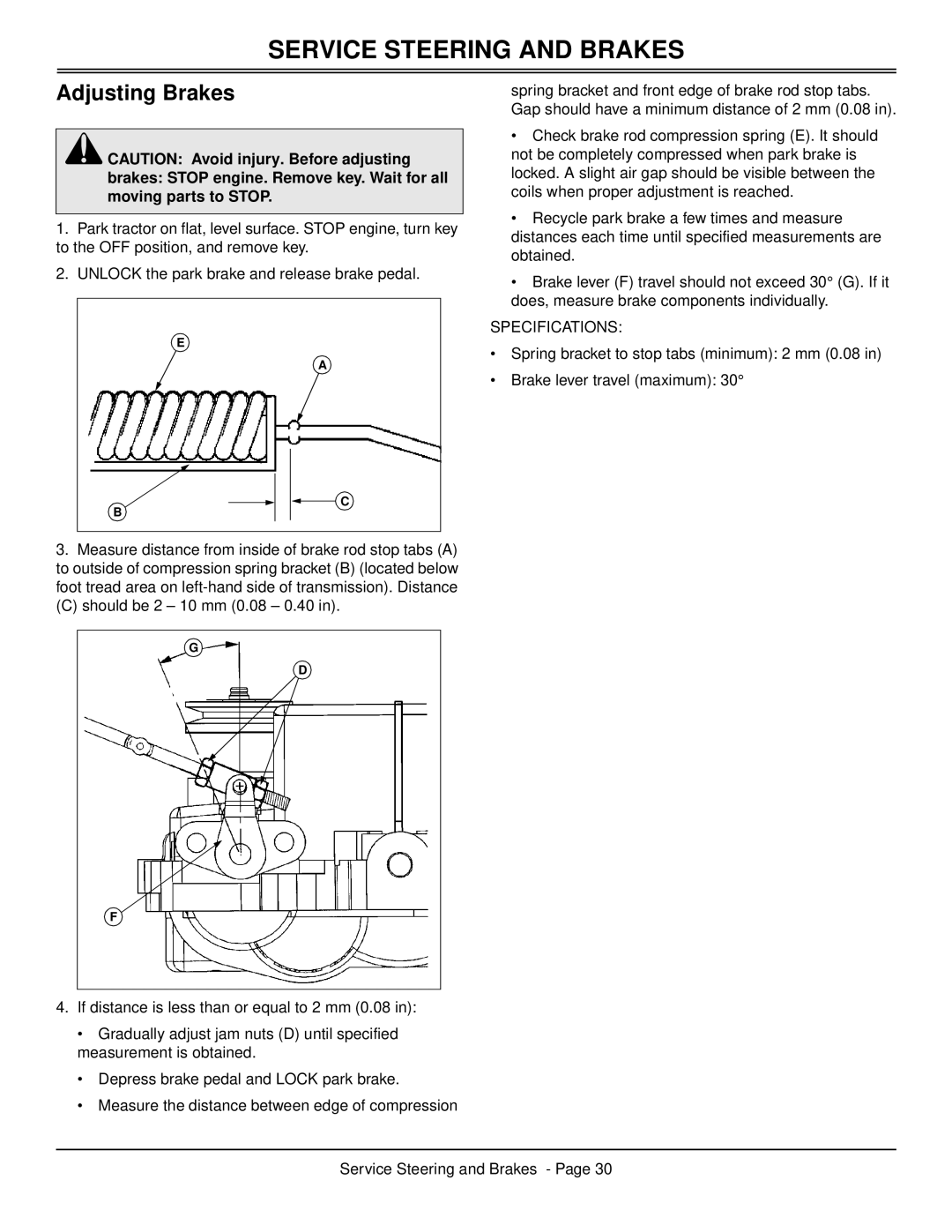 Scotts S2546 manual Adjusting Brakes 