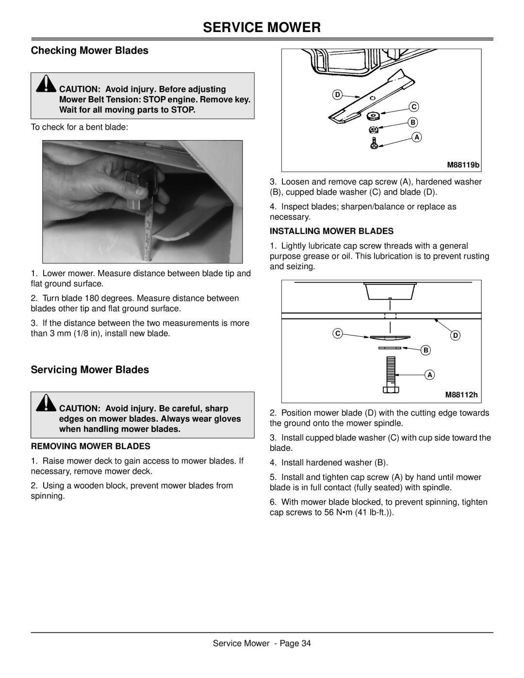 Scotts S2546 manual Checking Mower Blades, Servicing Mower Blades 