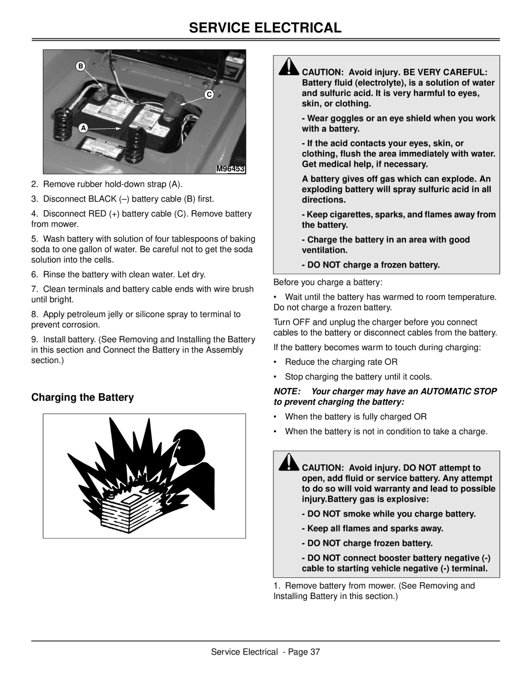 Scotts S2546 manual Charging the Battery 