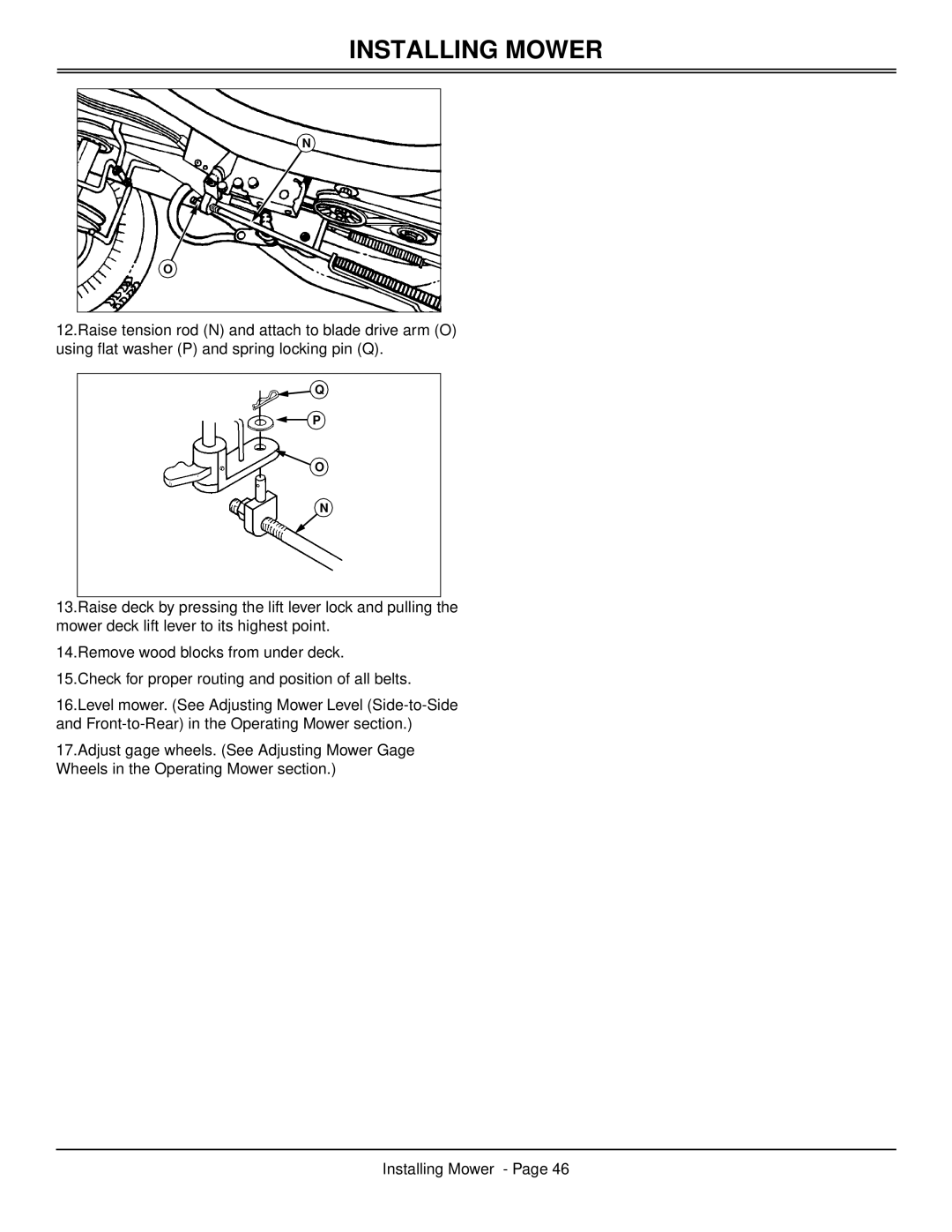 Scotts S2546 manual Installing Mower 