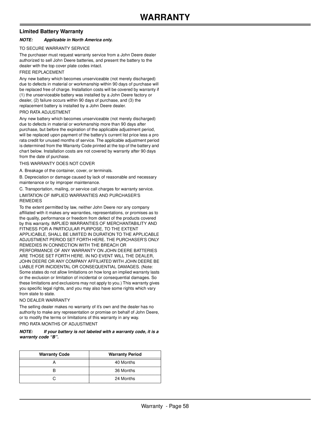 Scotts S2546 manual Limited Battery Warranty, To Secure Warranty Service 