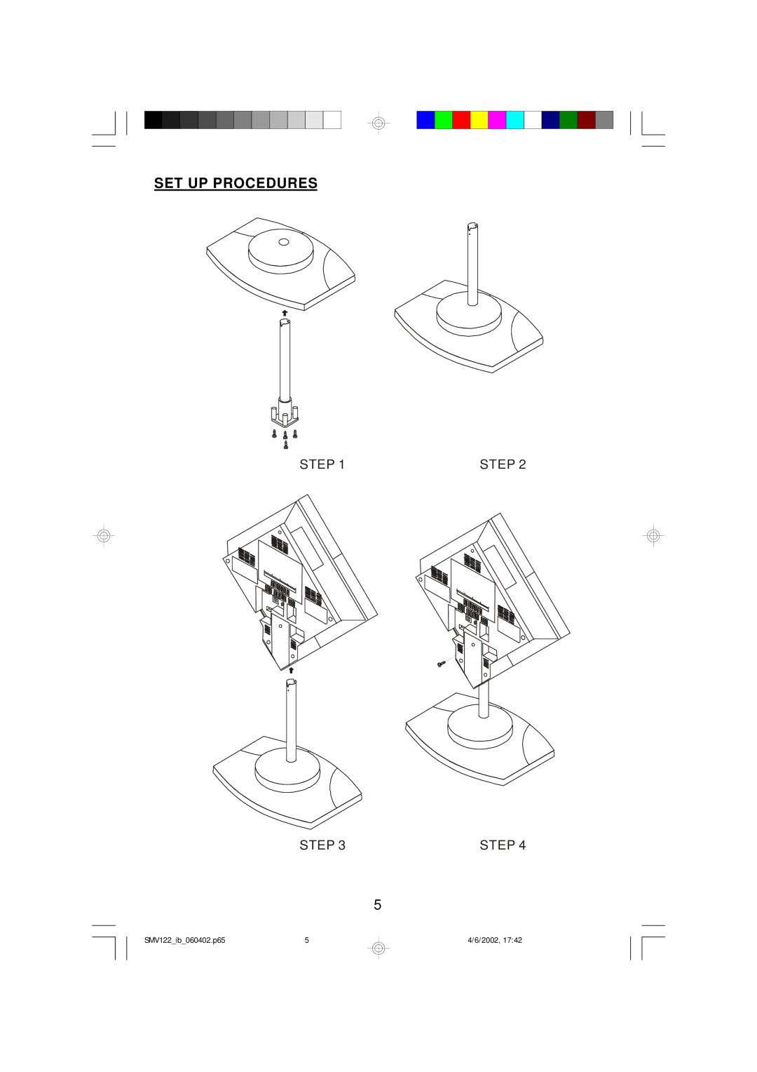 Scotts SMV122 owner manual SET UP Procedures 