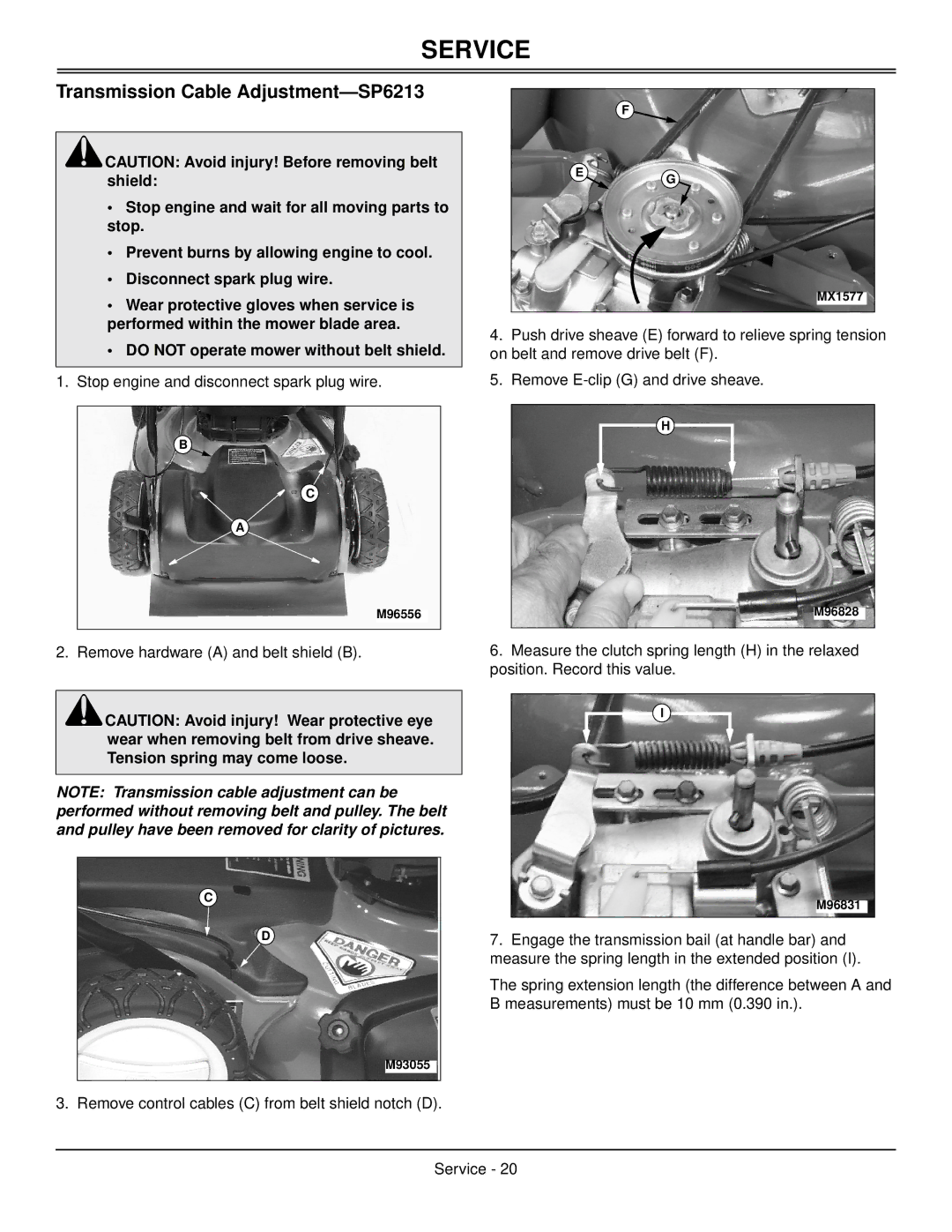 Scotts SP6211 manual Transmission Cable Adjustment-SP6213 