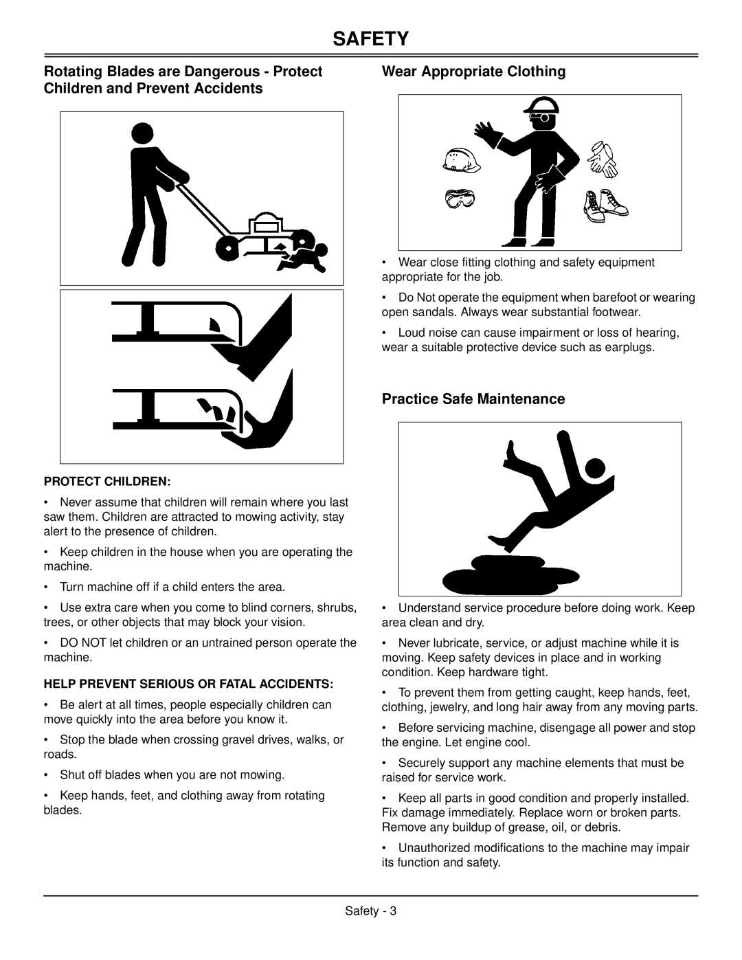 Scotts SP6211, SP6213 manual Practice Safe Maintenance, Protect Children, Help Prevent Serious or Fatal Accidents 