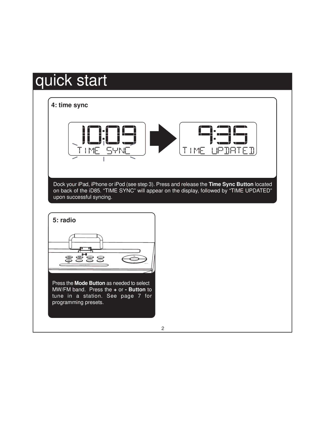 SDI Technologies ID85 manual Time sync 