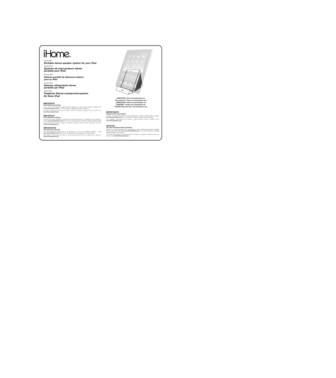 SDI Technologies manual Model iDM3, Modèle iDM3, Modelo iDM3, Modello iDM3, Modell iDM3 