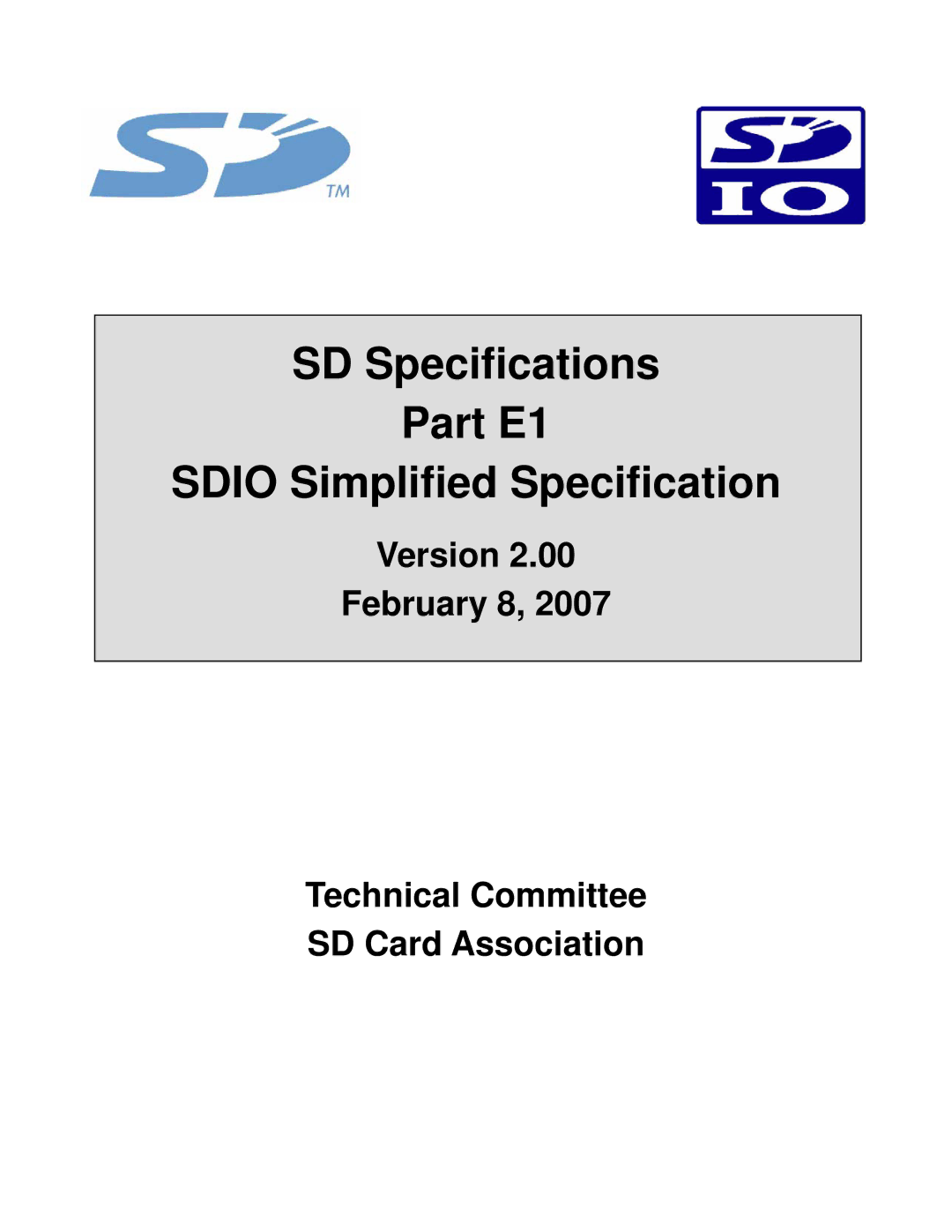 SDI Technologies SDIO Card manual SD Specifications Part E1 Sdio Simplified Specification 