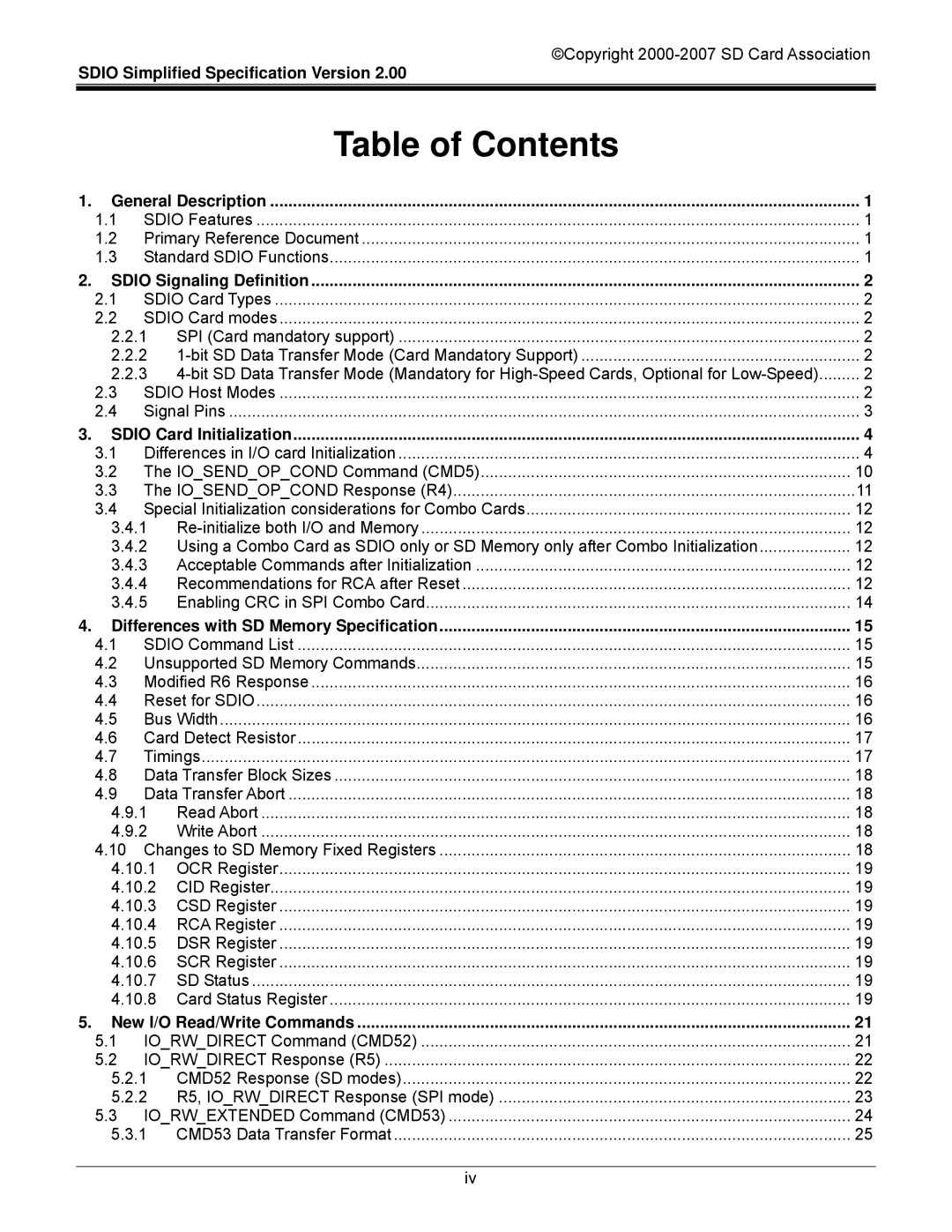 SDI Technologies SDIO Card manual Table of Contents 