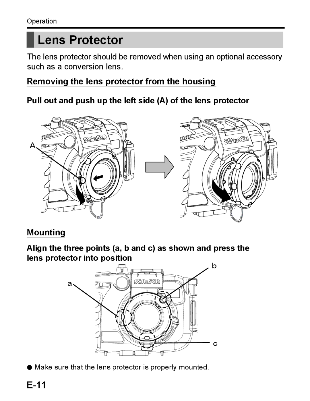Sea & Sea DX-1200HD, 06138 manual Lens Protector 