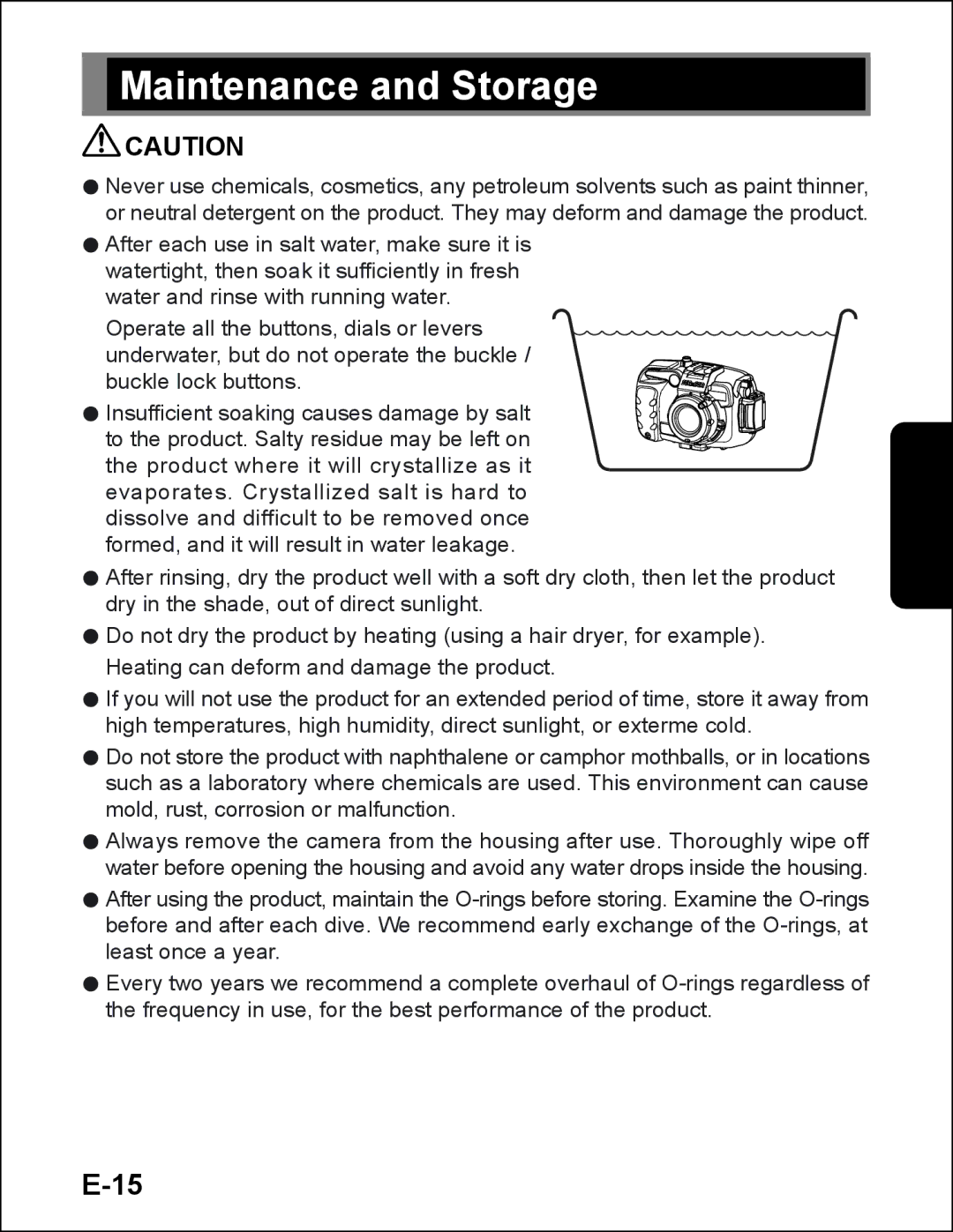 Sea & Sea DX-1200HD, 06138 manual Maintenance and Storage 