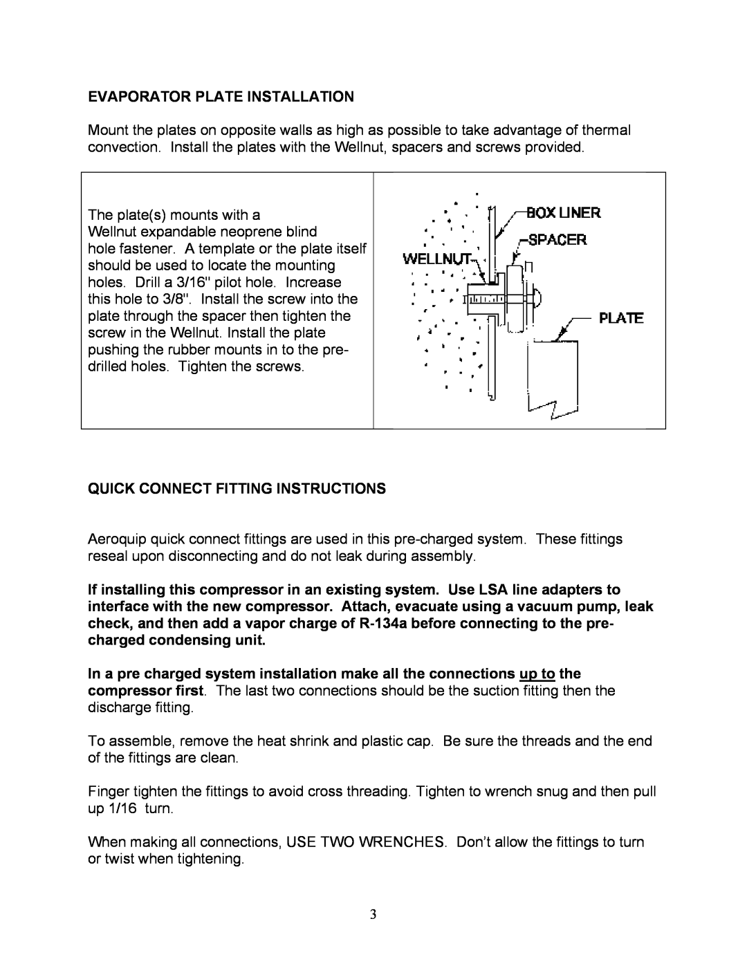 Sea Frost Bait Freezer manual Evaporator Plate Installation 