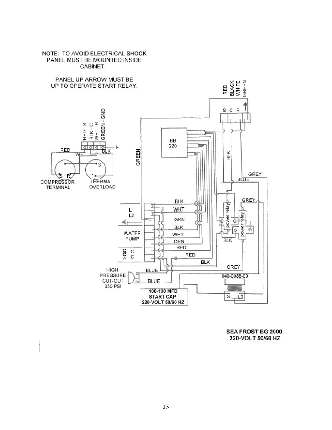 Sea Frost BG 2000 installation instructions 