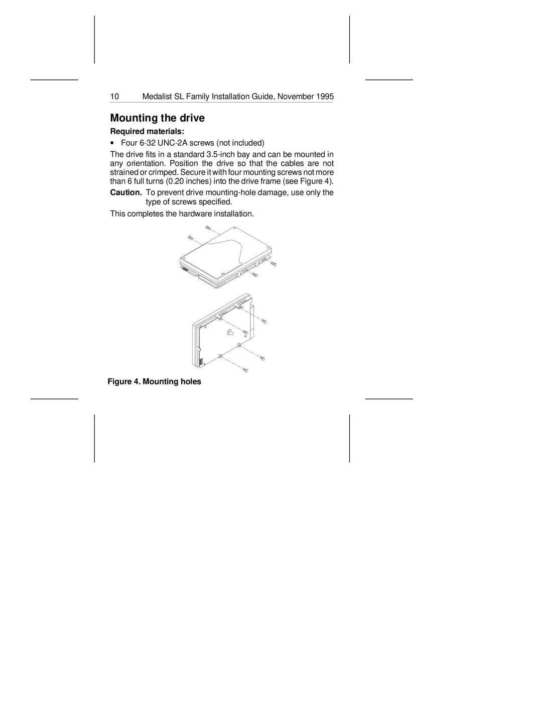 Seagate 1080SL, 851SL, 540SL, 1270SL manual Mounting the drive, Mounting holes 