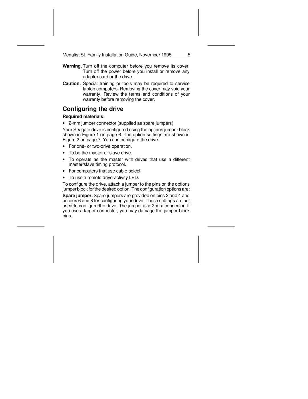 Seagate 1270SL, 1080SL, 851SL, 540SL manual Configuring the drive, Required materials 