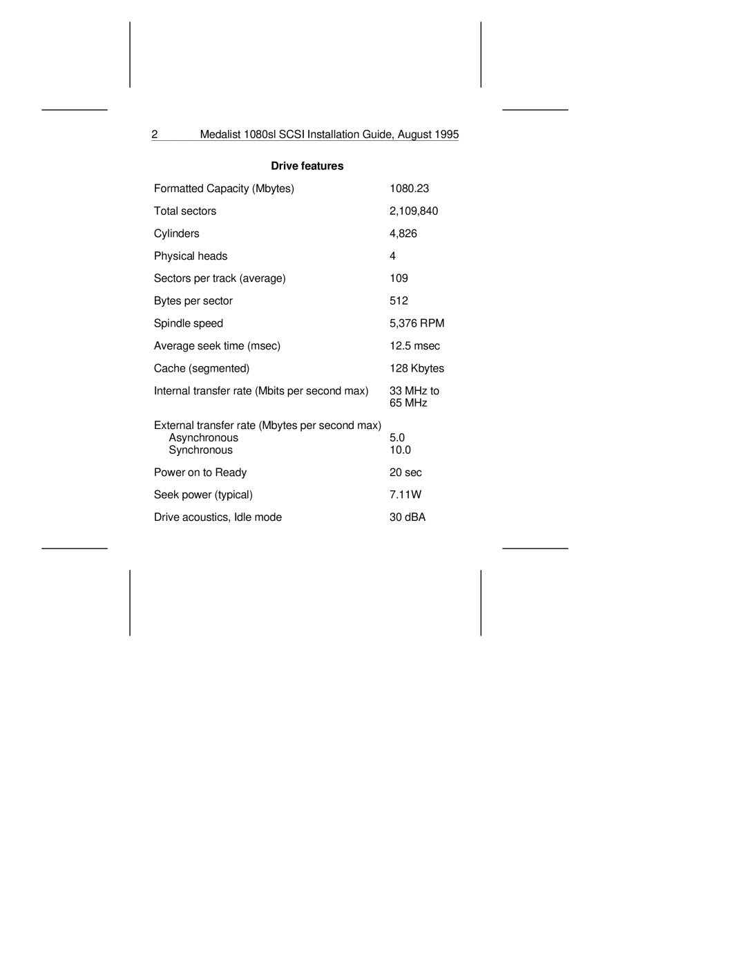 Seagate 1080SL manual Drive features 