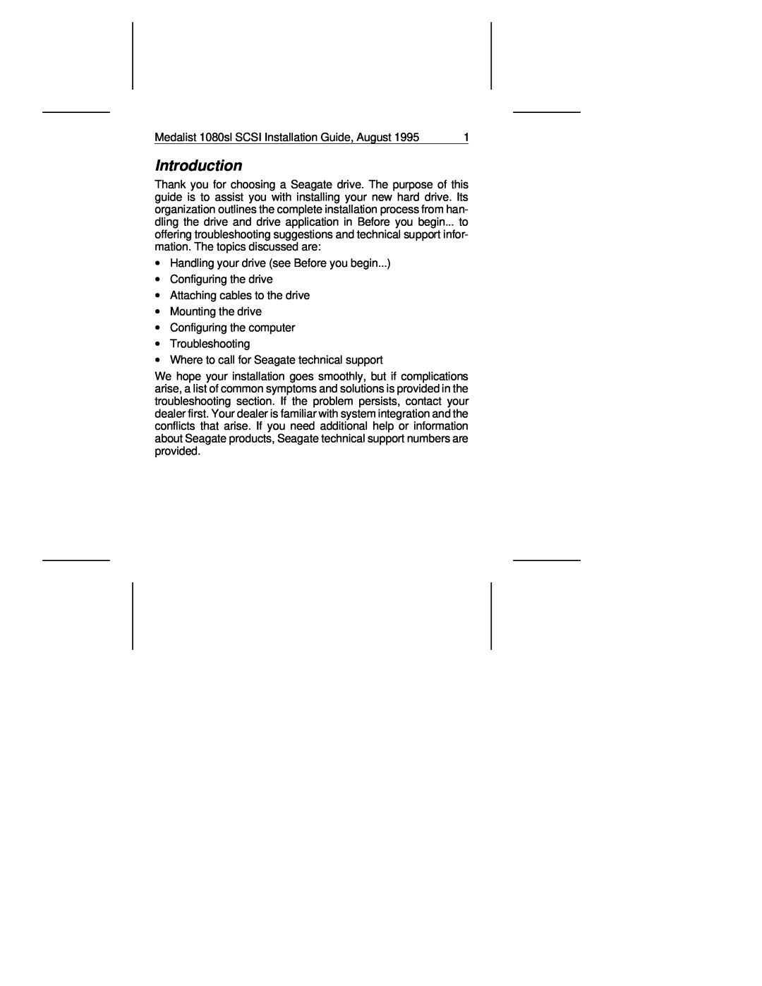 Seagate 1080SL manual Introduction 
