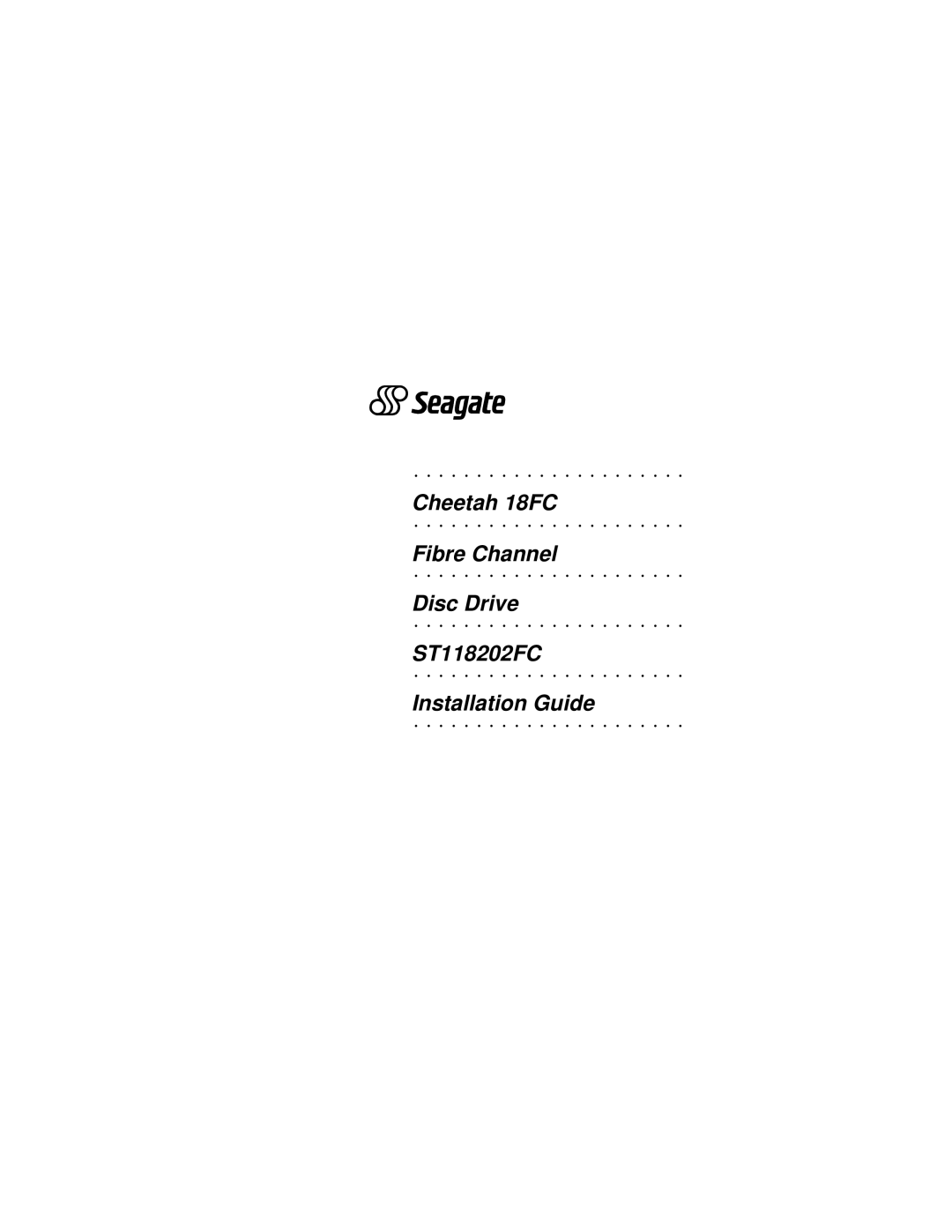 Seagate 18FC manual 