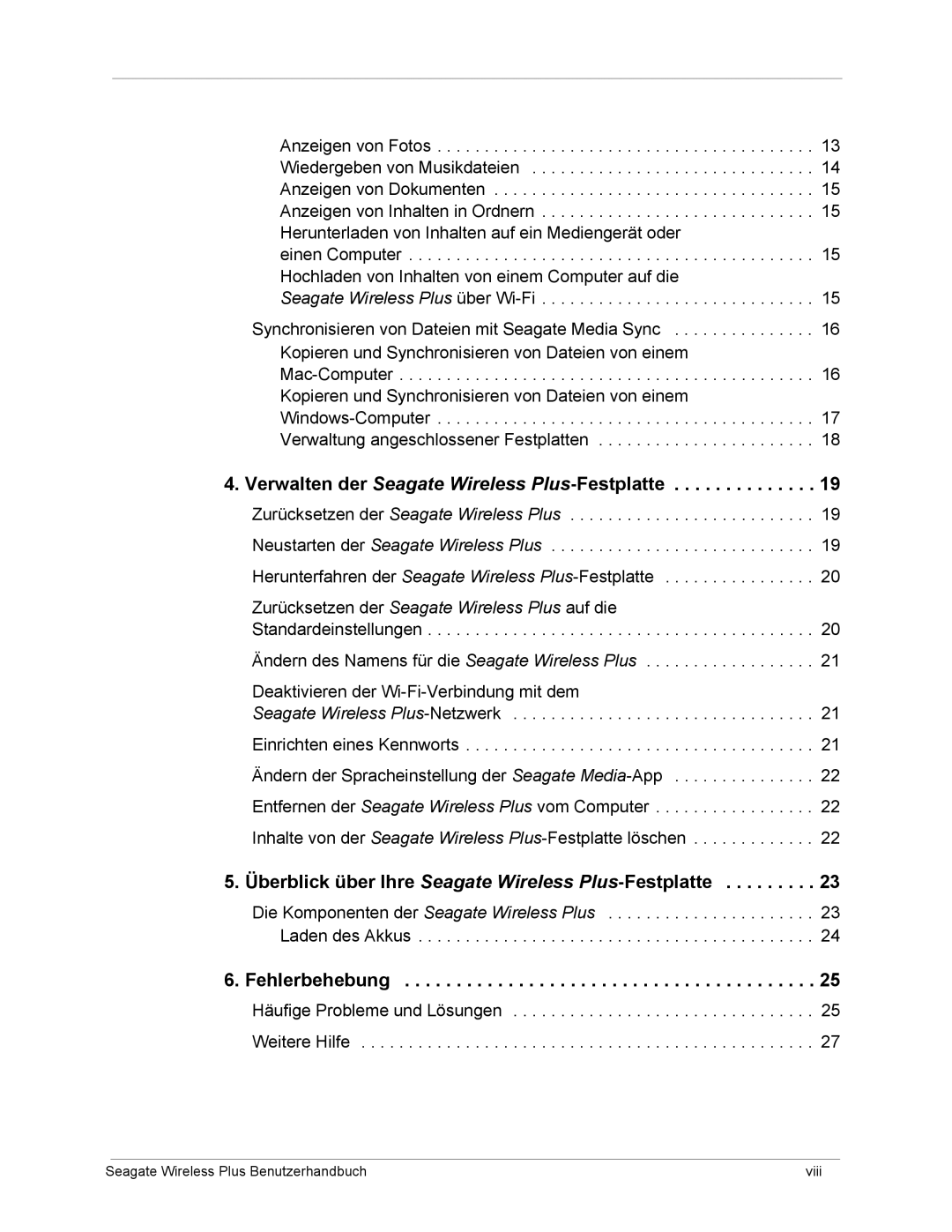 Seagate 1AYBA2 manual Überblick über Ihre Seagate Wireless Plus-Festplatte 