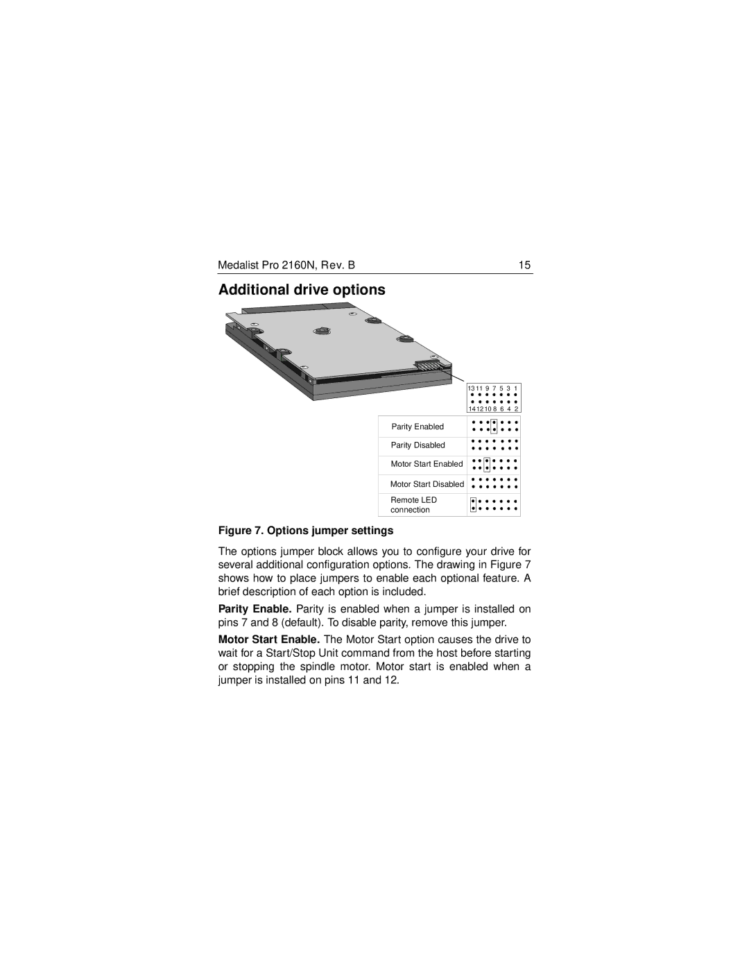 Seagate 2160N manual Additional drive options, Options jumper settings 