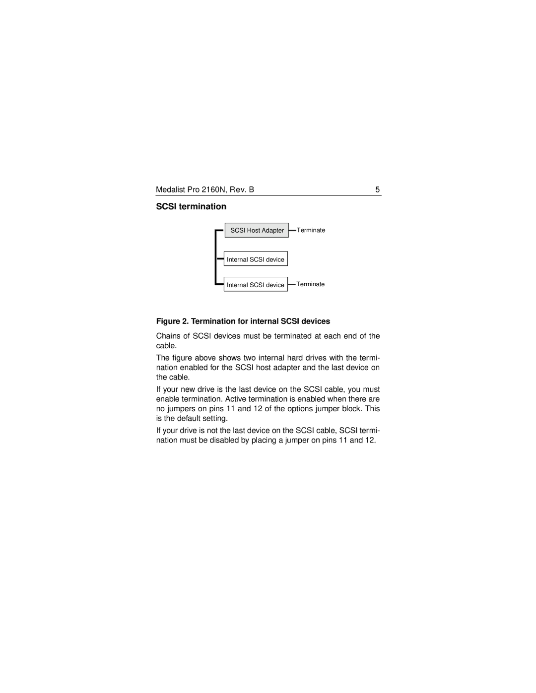 Seagate 2160N manual Scsi termination, Termination for internal Scsi devices 