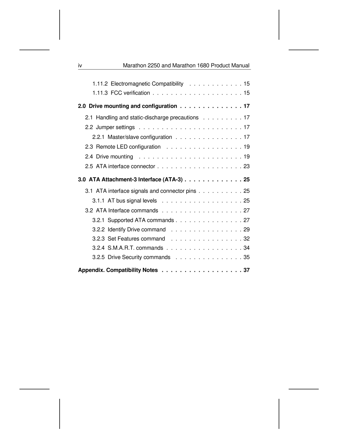 Seagate 2250, 1680 manual Drive mounting and configuration, ATA Attachment-3 Interface ATA-3, Appendix. Compatibility Notes 