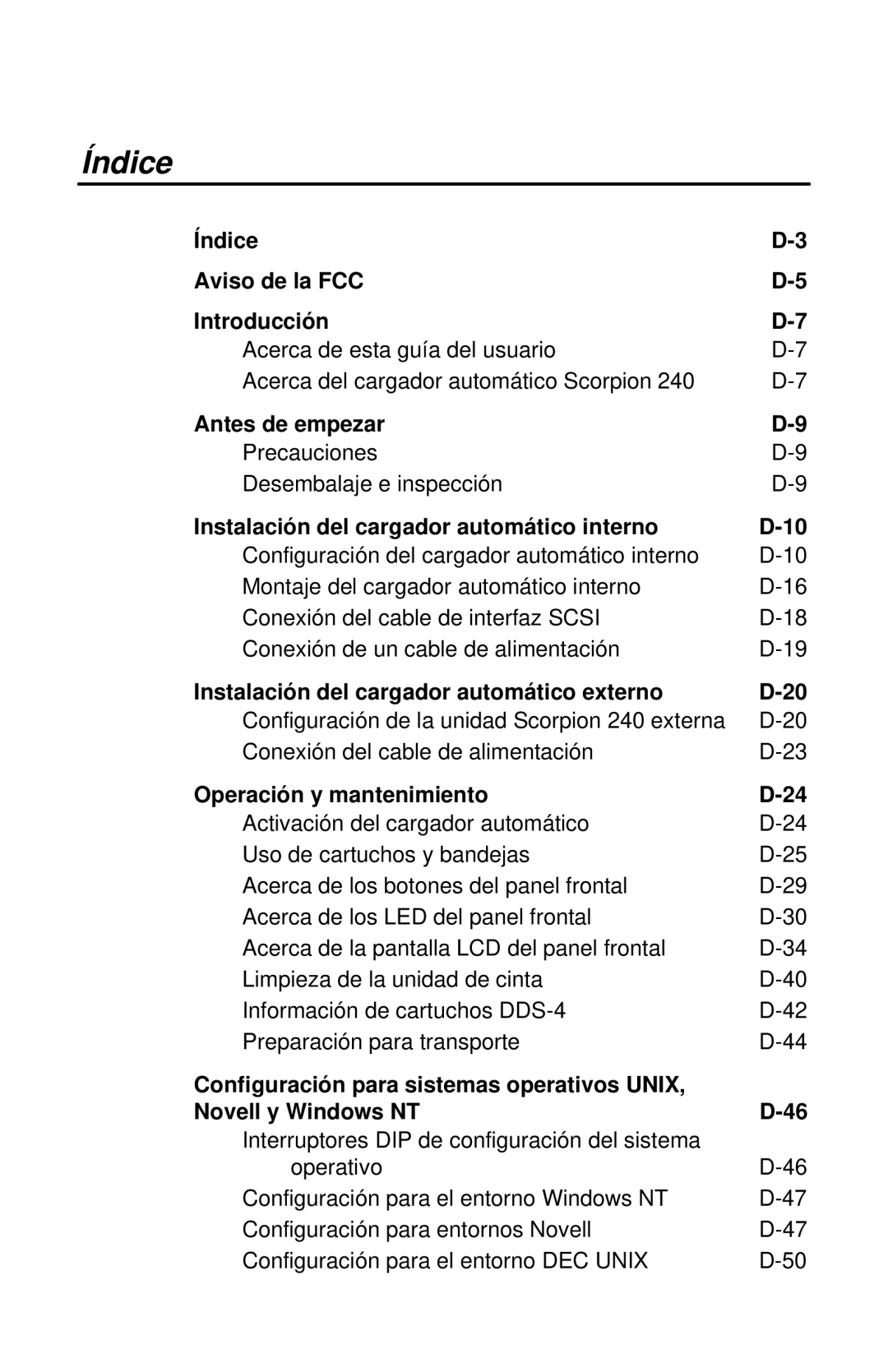 Seagate 240 DDS-4 manual Índice 