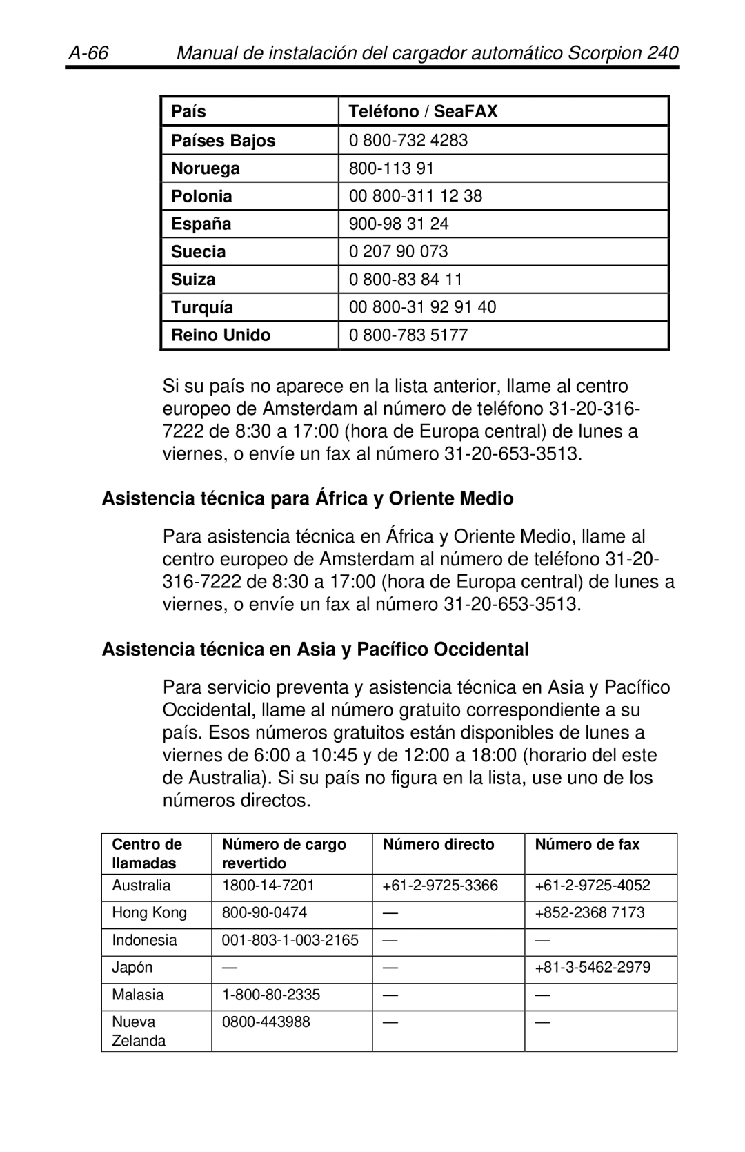 Seagate 240 DDS-4 manual Asistencia técnica para África y Oriente Medio, Asistencia técnica en Asia y Pacífico Occidental 