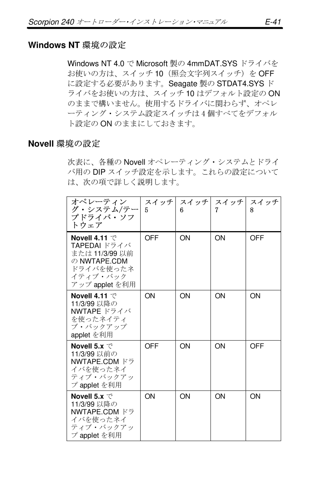 Seagate 240 DDS-4 manual Novell ?+Êî&,È64 