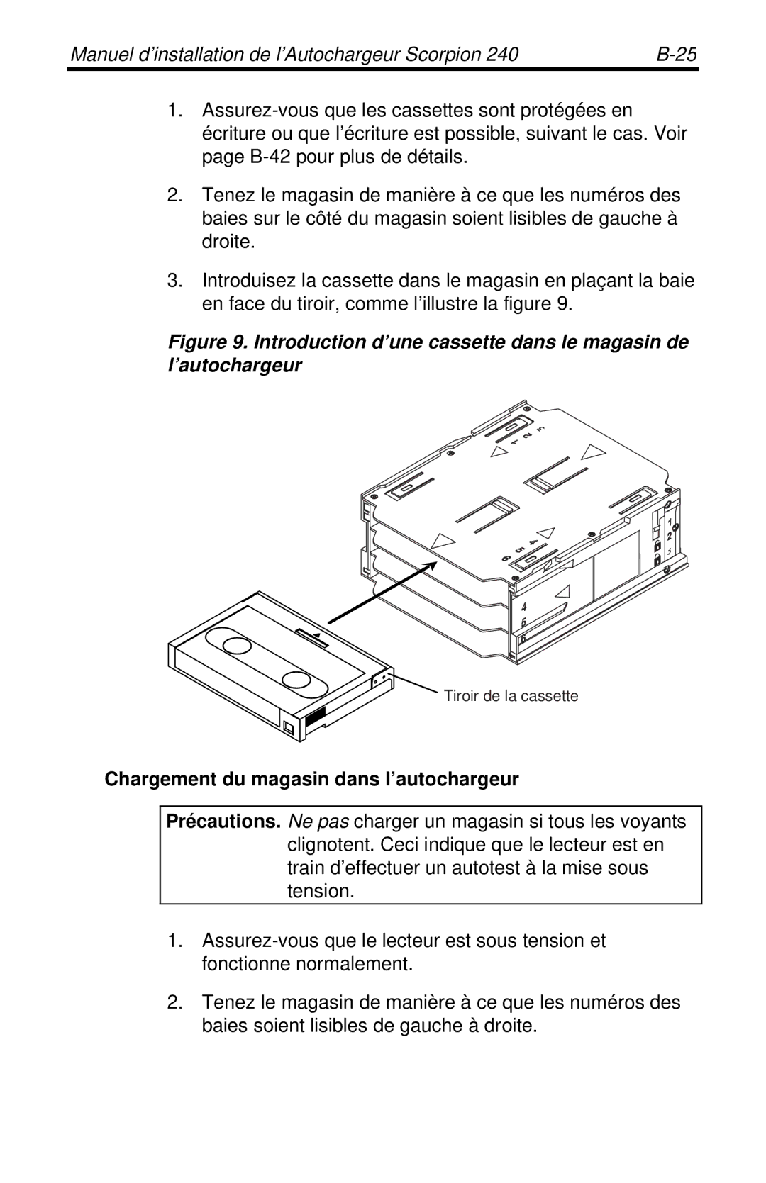 Seagate 240 DDS-4 manual Chargement du magasin dans l’autochargeur 