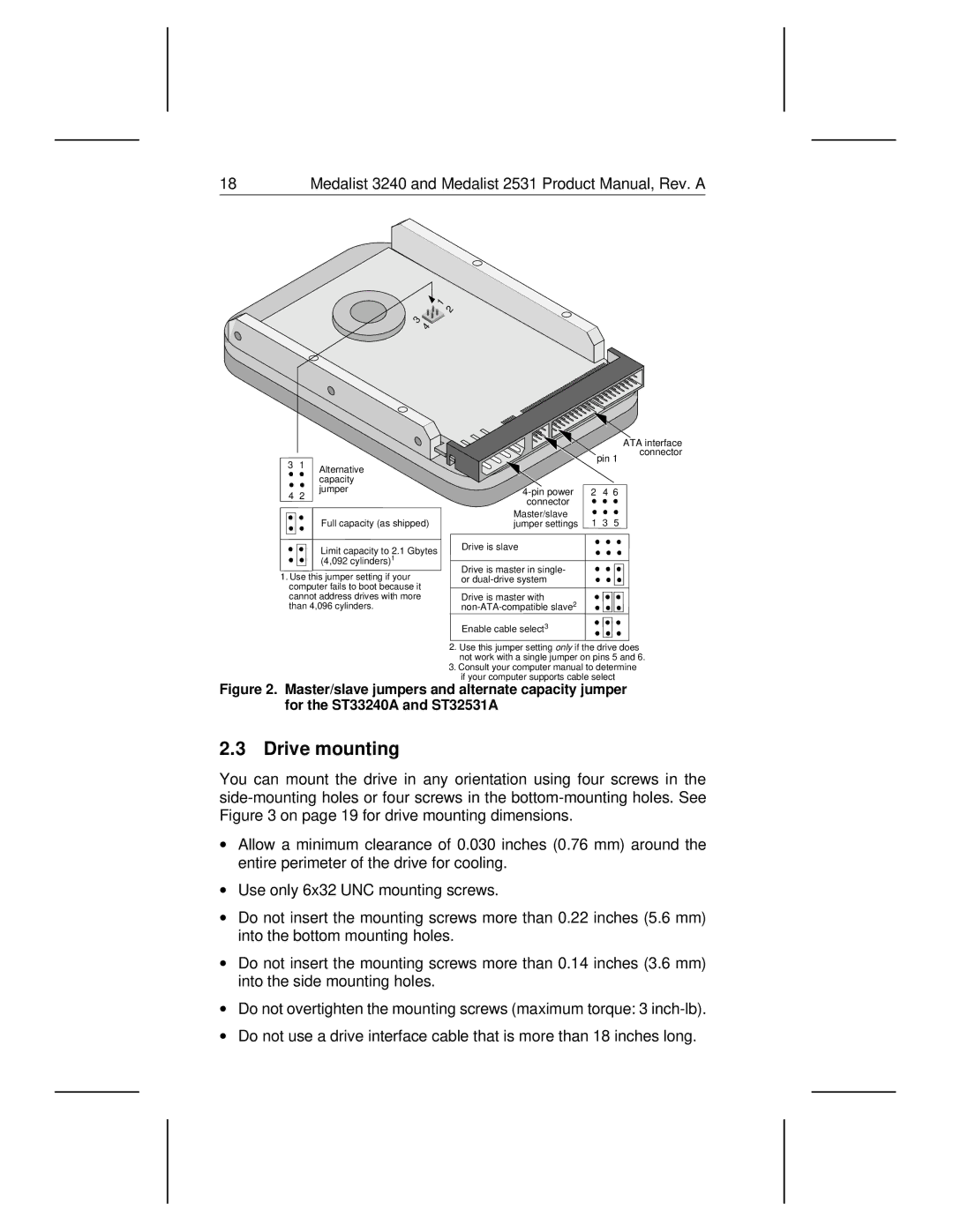 Seagate 2531, 3240 manual Drive mounting 